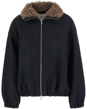 Jucca Bomber Jacket Wool Blend Coat - Black