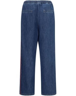 Valentino Lightweight Wide-Leg Denim Pants Scuro Polyester; Cotton - Blue