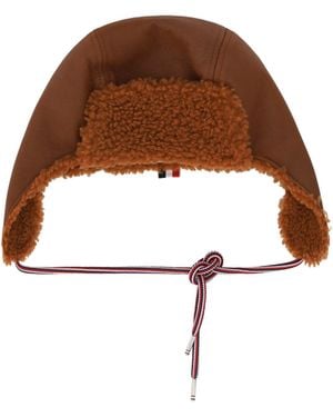 Thom Browne Shearling Leather Aviator Hat - Brown