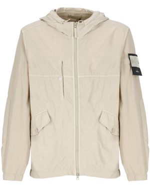 Stone Island Jacket With Logo - Natural