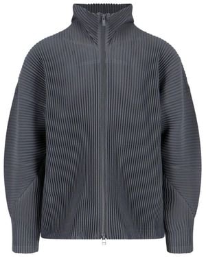 Homme Plissé Issey Miyake High Neck Pleated Jacket - Grey