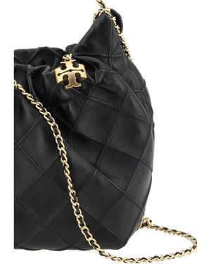 Tory Burch Mini Hobo Shoulder Bag Fleming Calf Leather - Black