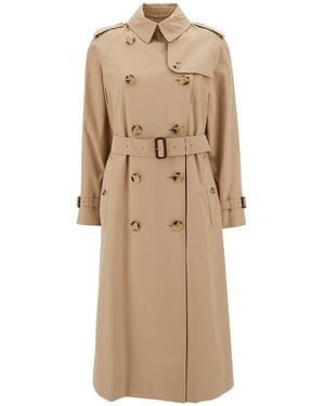 Burberry Double-Breasted Trench Coat With Matching Belt - Natural