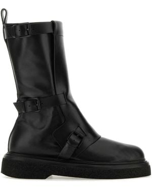 Max Mara Leather Bucklesboot Ankle Boots - Black