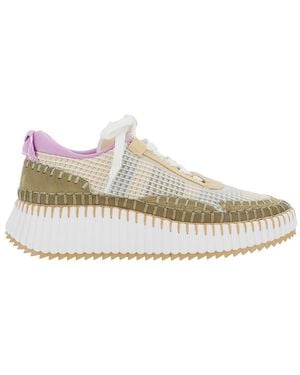 Chloé Platform Sneakers Nama Suede Polyester Sneakers - White