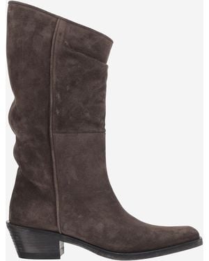 KHAITE Boots Clive Suede Upper: Leather; Sole: Leather - Brown