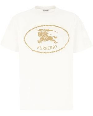 Burberry Ivory Cotton T-Shirt - White