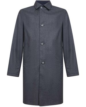 D 40 Two-Tone Reversible Single-Breasted Coat - Blue