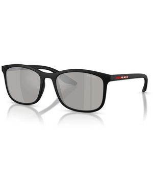 Prada Sunglasses Square Full Rim, Matte Frame And Light Mirror Lens Psa08S1Bo2B0 - Black