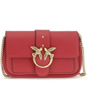 Pinko Love One Shoulder Bag Calf Leather Bos Taurus - Red