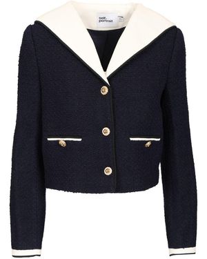 Self-Portrait Bouclé Jacket - Blue