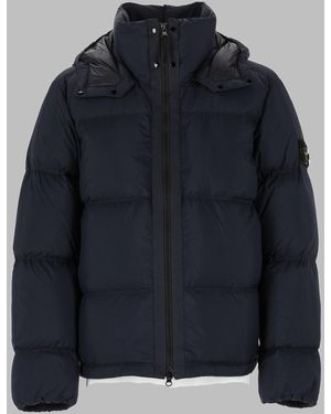 Stone Island Puffer Jacket Ripstop Removable Hood Polyamide Trench & Raincoats - Blue