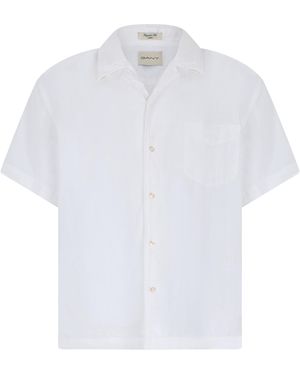 GANT Linen Short-Sleeve Shirt - White