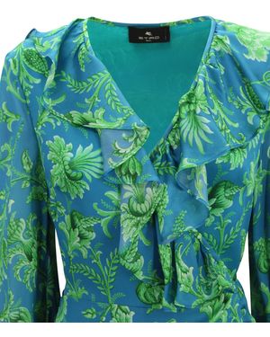 Etro Long Wrap Silk Dress - Green