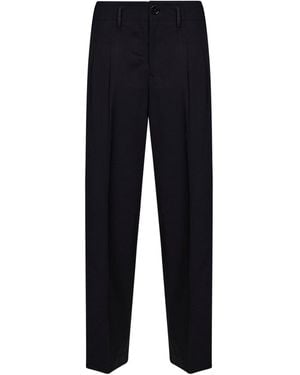 Ami Paris Virgin Wool Double-Pleat Pants - Blue