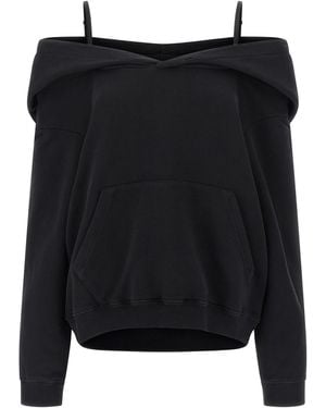 MM6 by Maison Martin Margiela Off-Shoulder Hoodie - Black