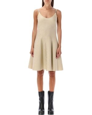 Versace Baroque Knit Mini Dress With Medusa Straps - Natural