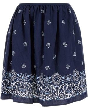 Miu Miu Printed Poplin Skirt - Blue