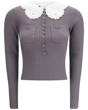Self-Portrait Viscose Shirt - Grey