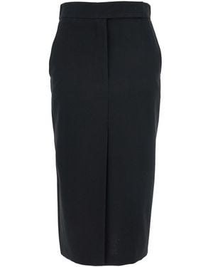 Le Plain Long Skirt With Concealed Front Closure And Rear Single Slit - Black