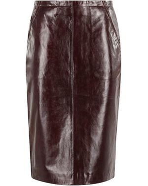 REMAIN Birger Christensen Midi Leather Skirt - Brown