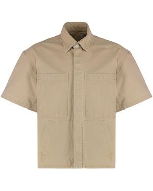 B1 Archive Denim Overshirt With Pockets Cotton Shirt - Natural