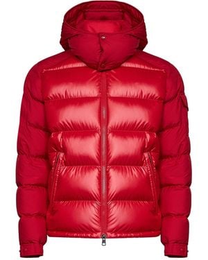 Moncler Hooded Down Jacket Maya Polyester Bomber - Red