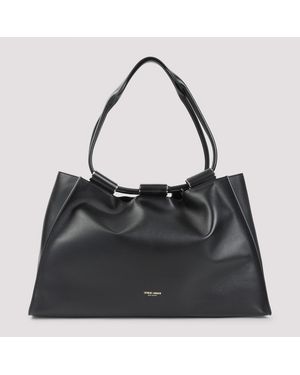 Giorgio Armani Leather Shopping Bag - Black