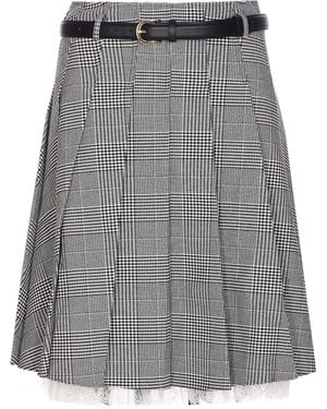 Self-Portrait Prince Of Wales Check Pleated Midi Skirt - Gray