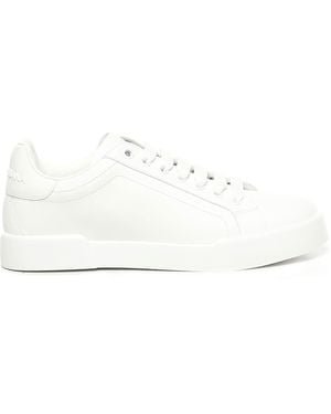 Dolce & Gabbana Portofino Leather Sneakers - White