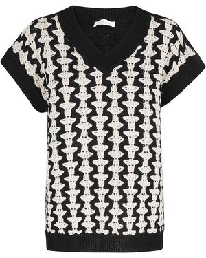 Roberto Collina Slipover Jacquard Bicolore Cotone Gilet - Black