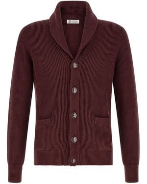 Brunello Cucinelli Malfilé Cotton Cardigan - Purple