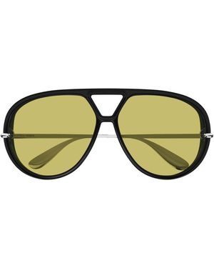 Bottega Veneta Sunglasses Aviator Full Rim, Shiny Frame And Mustard Lens Bv1274S002 - Black