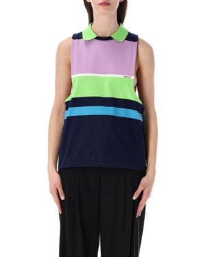 Versace Striped Cotton Jersey Top Rib - Blue