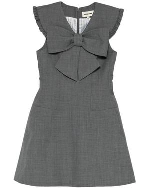 ShuShu/Tong Bow-Detail Ruffled-Shoulder Dress - Gray