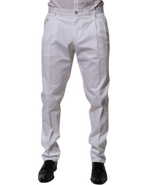 Dolce & Gabbana Cotton Dress Slim Formal Trouser Trousers Elastane - Grey