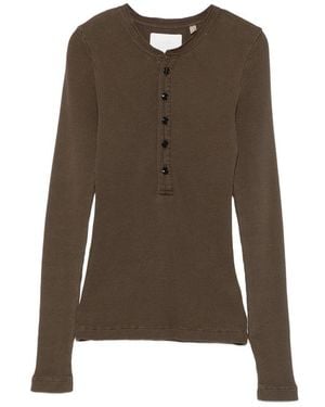 Citizens of Humanity Drea Waffle-Knit Henley Top - Brown