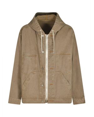 Sacai Zipped Denim Hoodie - Brown