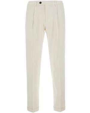 Michael Coal Cotton Pants With Side Pockets - Natural