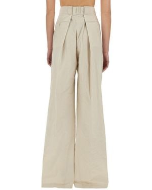 Maison Margiela Trousers With Pleats Cotton Polyamide Trousers - Natural