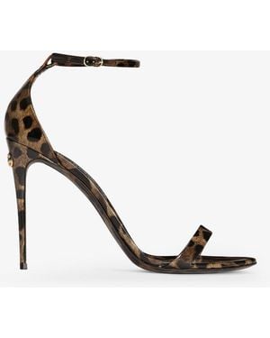 Dolce & Gabbana Leather Sandals Leopard Print - Black
