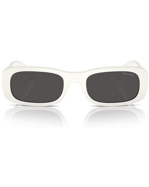 Miu Miu Miu Sunglasses Rectangle Full Rim, Frame And Dark Lens Mu08Zs1425S0 - White