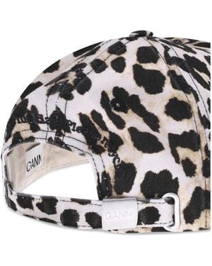Ganni Baseball Hat Leopard Print Cotton - Brown