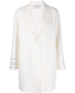Valentino Poem Detail Single Breasted Coat Clothing - White