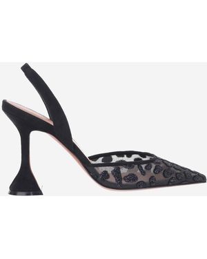 AMINA MUADDI Slingbacks Holli Mesh Animal Print Suede And Shoe - Blue