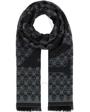 McQueen Alexander Mcqueen Skull Jacquard Wool Scarf - Black