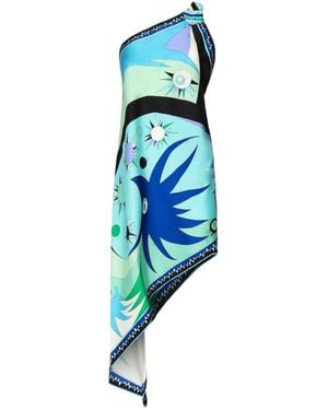 Emilio Pucci Star Print Silk Dress - Blue