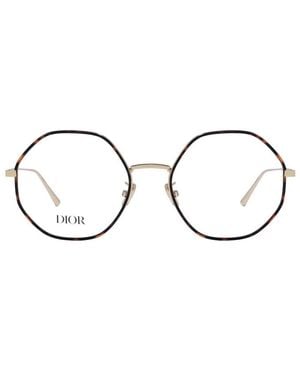 Dior Eyeglasses Round Full Rim, -Havana Frame And Clear Demo Lenses Lens Gemor2Ua000 Sunglasses - Metallic