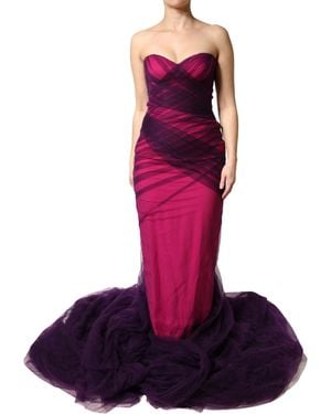 Dolce & Gabbana Pink Black Strapless Sheath Mermaid Dress - Purple
