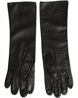 Dolce & Gabbana Genuine Leather Embossed Dg Logo Gloves - Black